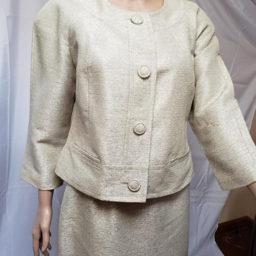 LeSuit Women 2PC Elegant Gray Polyester Blend Skirt Size 8 Petite